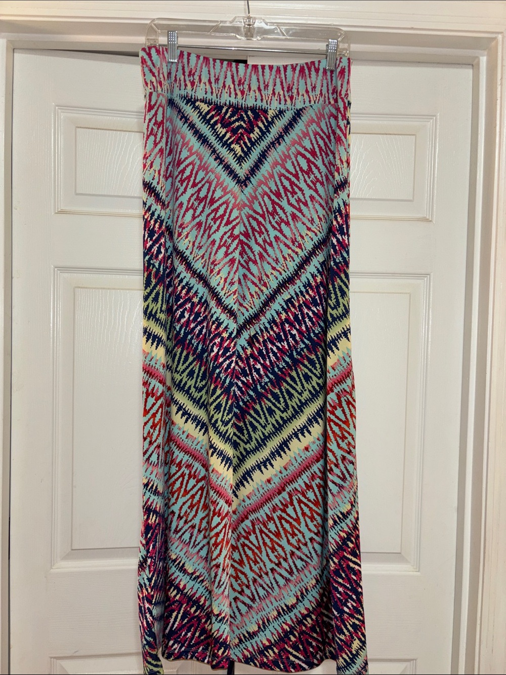 Studio Womans Maxi Skirt in Aqua, Pink & Navy - Lightweight Boho Style med